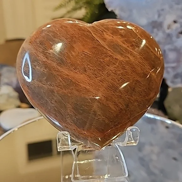 Peach Moonstone Heart- Huge 4.5" x 4.2" and 1.7 pounds